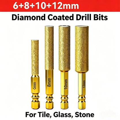 Hex Shank Diamond Core Bit Set - Dry Drilling for Ceramic Tile Granite Marble, Vacuum Brazed Hole Saw, No Water Needed