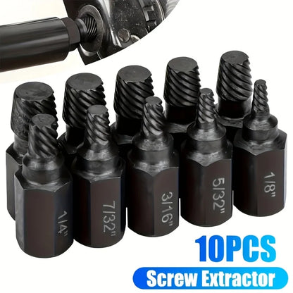 10pcs Damaged Screw Extractor Drill Bit Set Hex Head Easy Out Bolt Extractor Spiral Broken Screw Remover Tool For Nuts Bolts