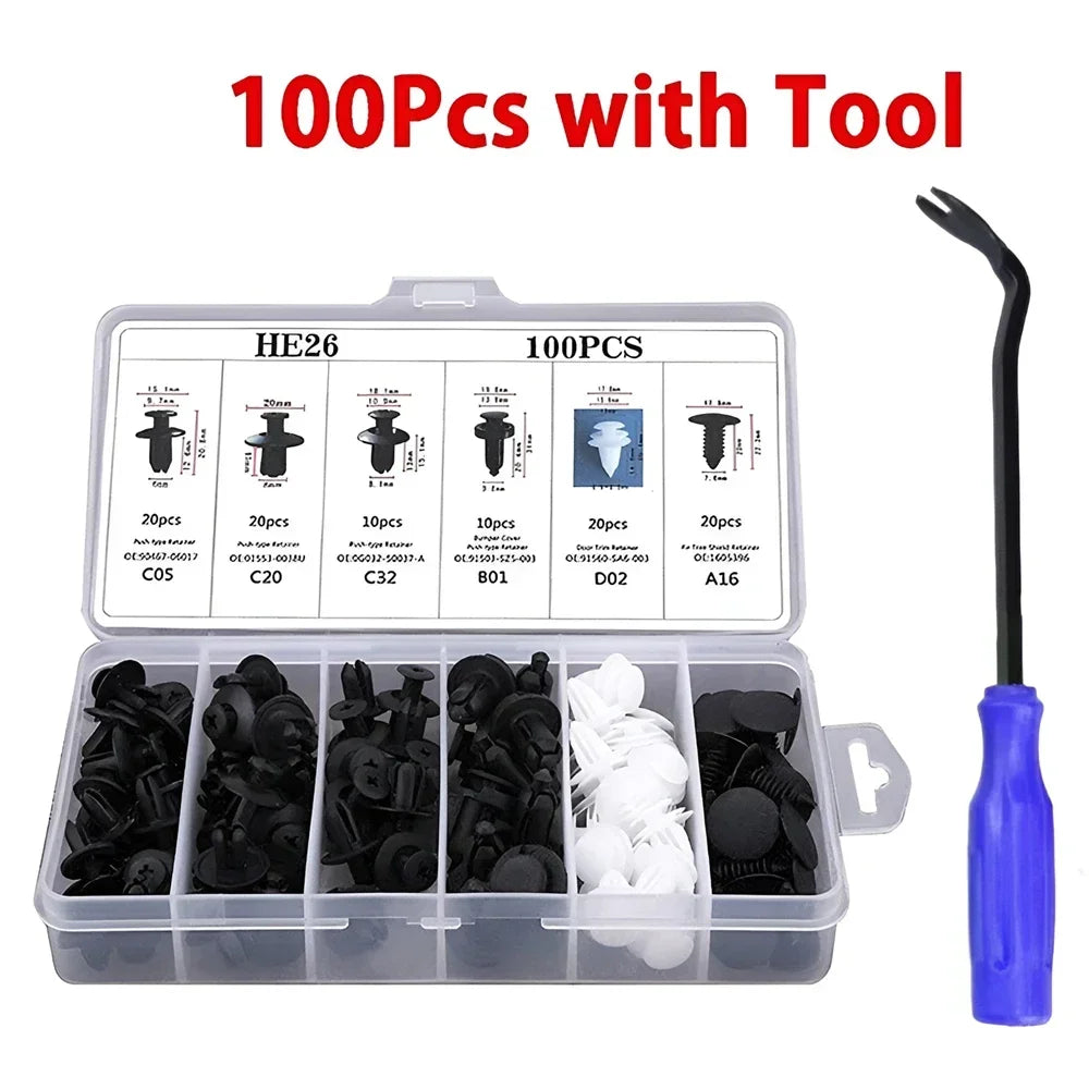 50/100pcs Auto Fastener Clip Kit Fender Rivet Clips Car Body Push Retainer Pin Rivet Bumper Door Trim Panel Retainer Car Clips
