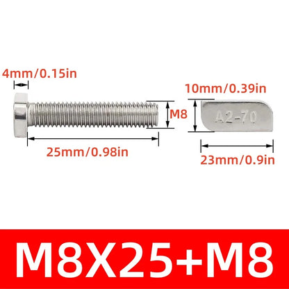 M8/M10 T-Bolt Kit 304 Stainless Steel (A2-70) - T-Screws Locking Tooth Flange Nuts - for Solar Panel Mounting PV Rails Greenhous