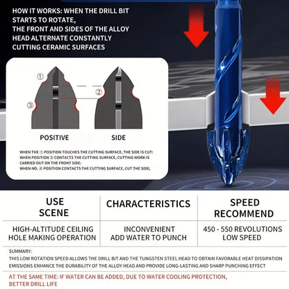 3-Pack Tungsten Carbide Masonry Drill Bits, Hex Shank Serrated Bit for Tile Glass Brick Concrete Ceramic Wood Drilling