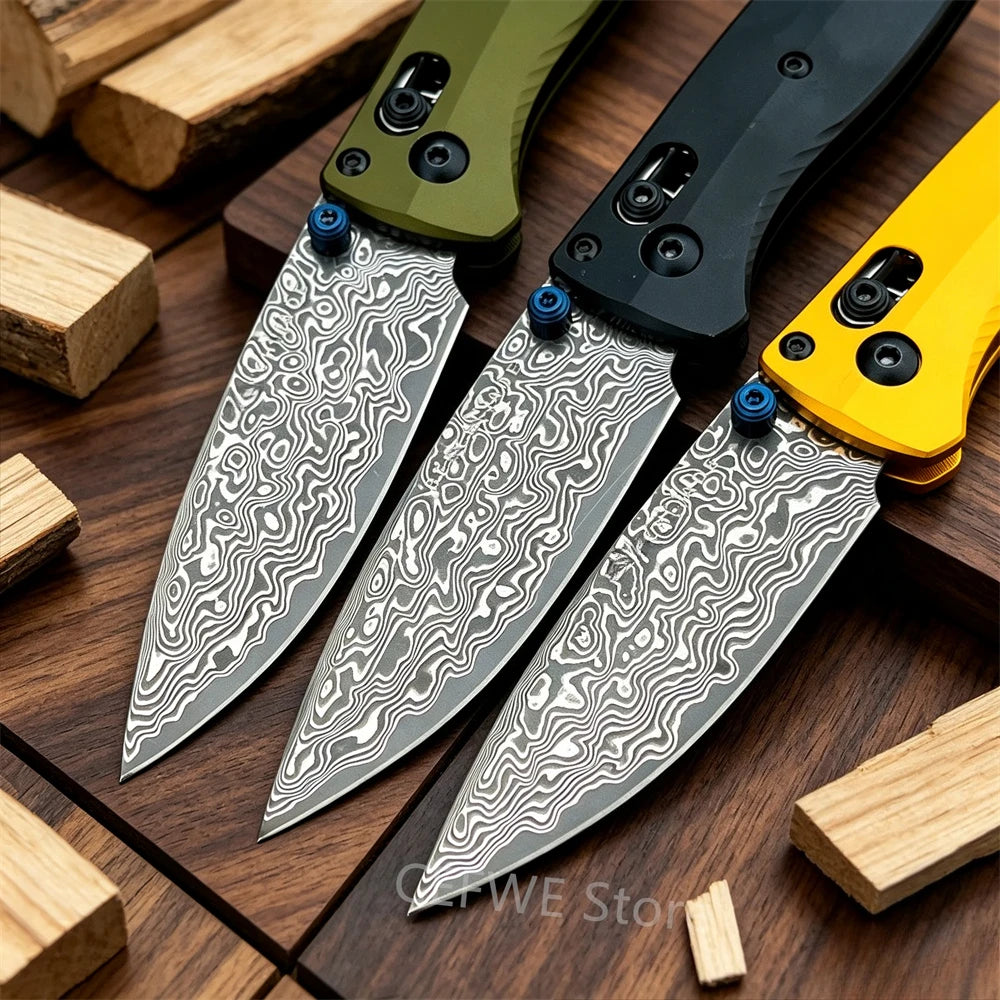 BM 533 Mini Bugout Axis Folding Knife, D2 Steel Blade Aluminum Handle Outdoor EDC Camping Hiking Fishing Cutting Tool Ideal Gift for Men
