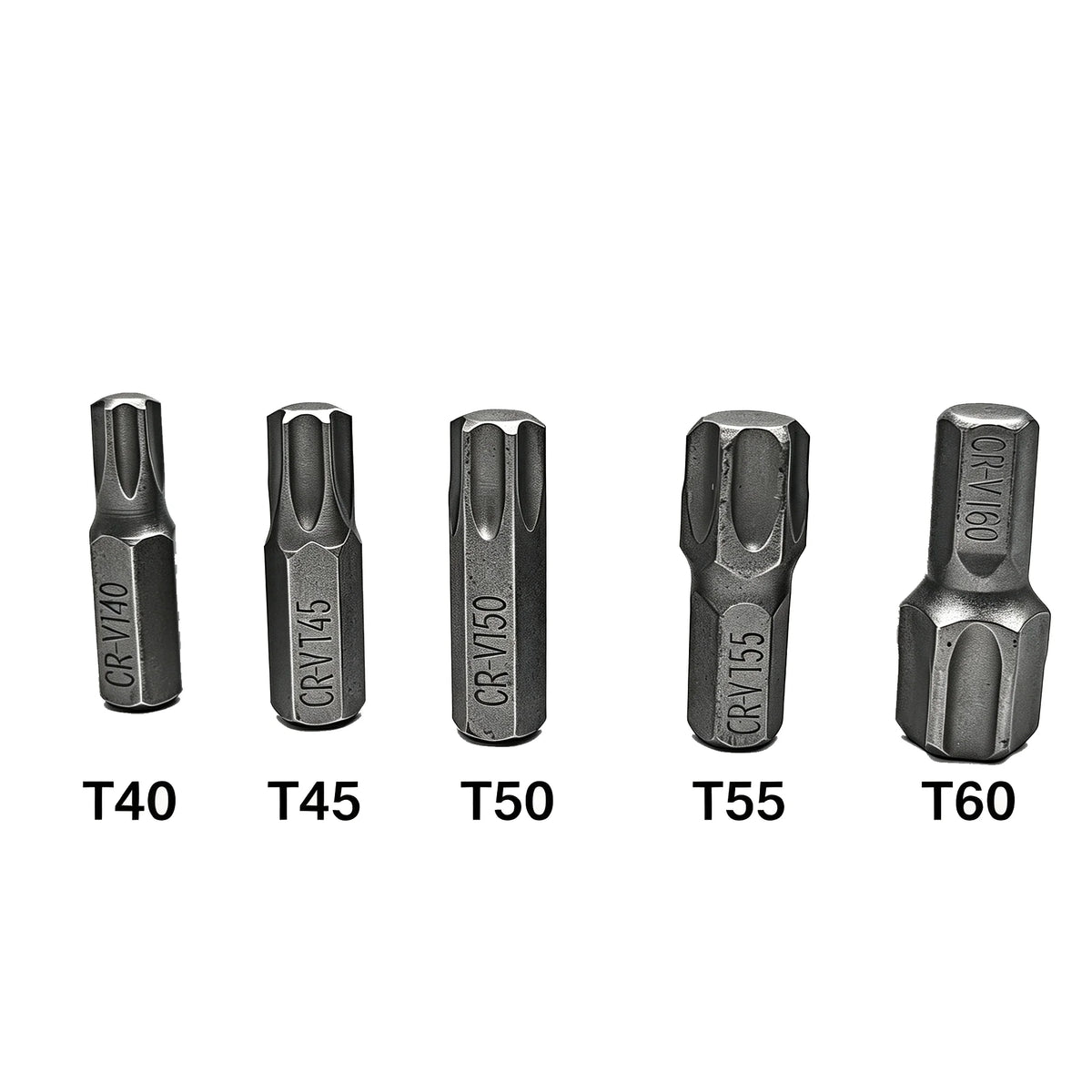 5pcs 5/16 Torx T40 T45 T50 T55 T60 CR-V Screwdriver Bit Set Extra Big Shank Screw Driver Bits For Repair Hand Tool Star Bit Kit