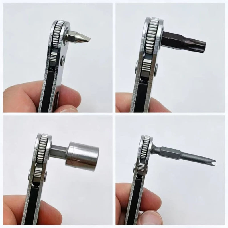 1/4 Bi Directional Mini Ratchet Screwdriver Set Multi Functional Home DIY Manual Tool, Suitable for Small Space Use