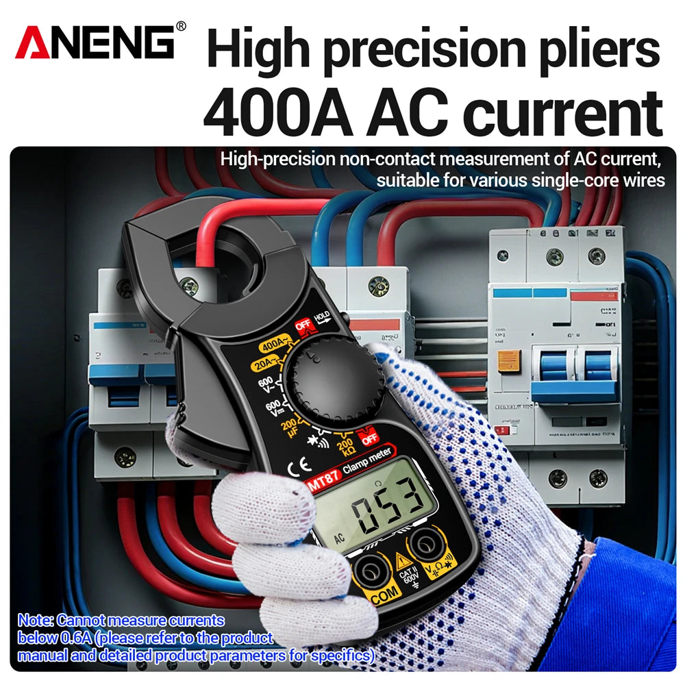 ANENG MT87 1999 Counts Clamp Multimeter AC/DC 600V Voltage 400A Current Resistance Tester with Data Hold Digital Clamp Meter