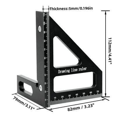 Carpenter Square - Multi-angle Set Square Precision T-square Aluminum Scribing Ruler for Woodworking, Construction and Engineers