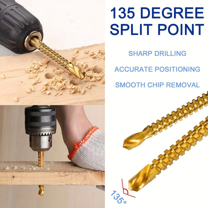 HSS Twist Drill Bits Set Titanium Coated Drill Bit 3-6mm Serrated Grooving Spiral Jagged Saw Drill Bit Composite Drill Bits