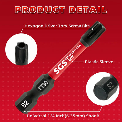 10Pcs Strong Magnetic Hollow Torx Screwdriver Bits, Corrosion-Resistant, Rust-Proof, Wear-Resistant, S2 Steel, Tt7-Tt40, 1/4 Inch Shank, with Black Base, Tamper-Proof Screwdriver Bit Set