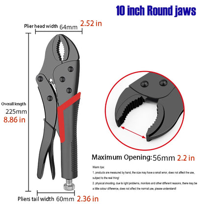 Heavy Duty Locking Pliers Multi-Function Pipe Wrench Strong Clamp for Woodworking Automotive Plumbing Repair Universal Hand Tool