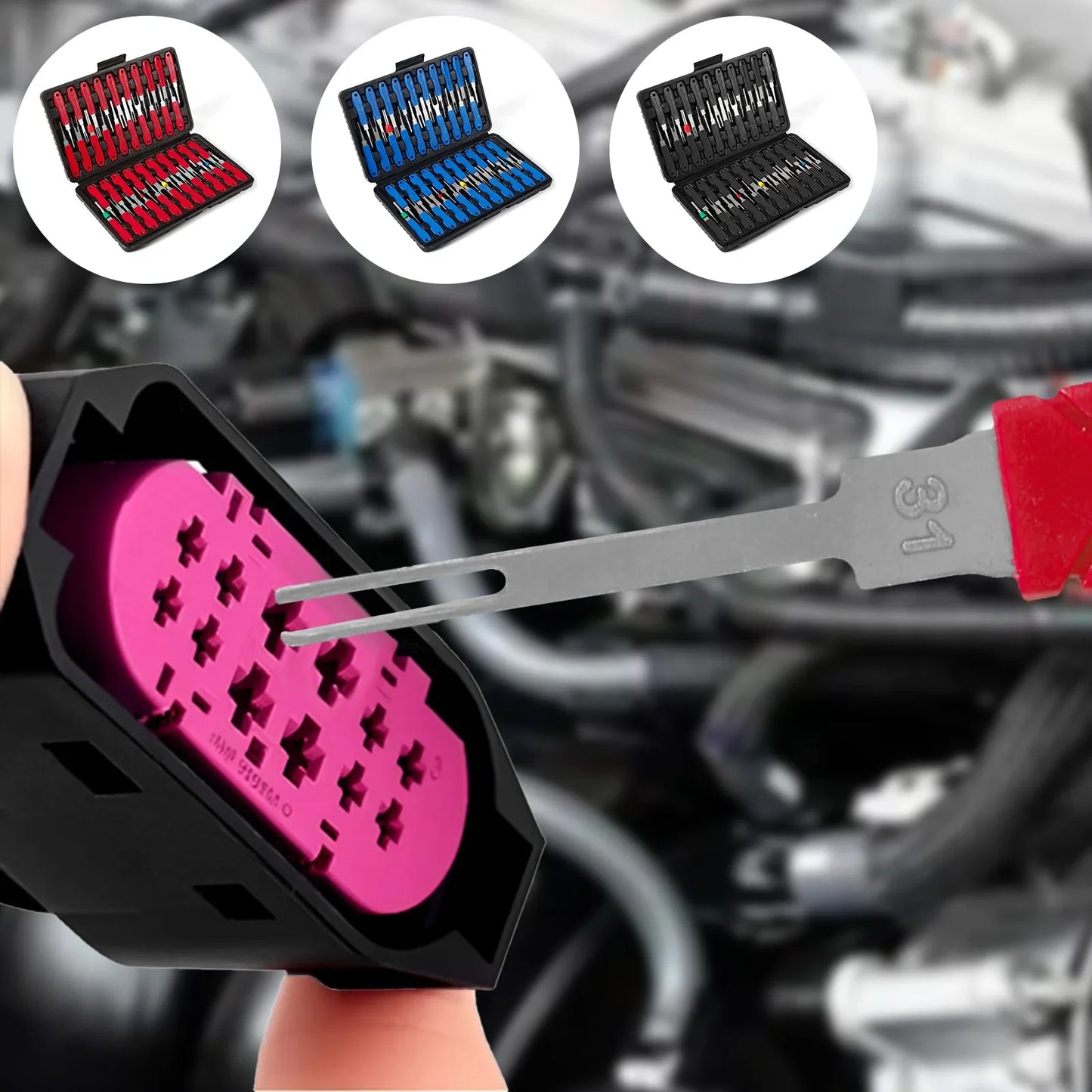 41PCS Electrical Pin Terminal Removal Tools Car Depinning Tool with Plastic Case for Connector Terminal Pin Removal Tool Kit