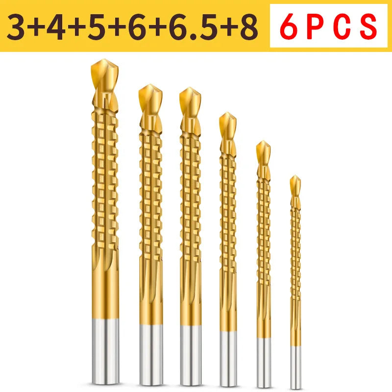 6-Piece HSS Twist Drill Bits 3-8mm for Wood Metal Plastic
