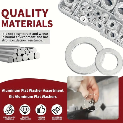 200-Piece Drain Plug Gasket Set, 7 Sizes Aluminum Crush Washer Combination Set, Automotive, Crush Washer Oil Drain Plug M6 M8 M10 M12 M14 M16