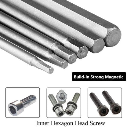 Electric Hexagonal Bit Screwdriver Socket Bit 8pcs 100mm Hex Head Allen Wrench Drill Bits Set New SAE Metric Allen Power Tool
