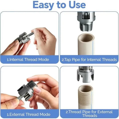 3Pcs Internal & External Pipe Threading Tool,Electric Drill Compatible Pipe Thread Cutting Tool for 1/2"3/4"1" PVC/Plastic Pipes
