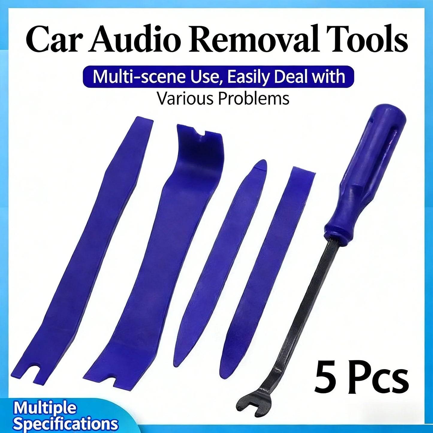 Professional Car Interior Refit Tool Set - Plastic Pry Bars, Fastener Remover & Screwdriver for Audio/Door Panel/Navigation
