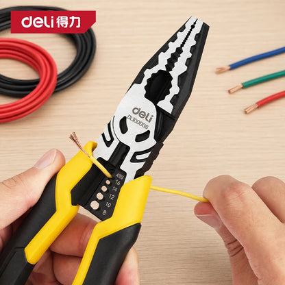 Deli Industrial Grade Wire Pliers Sharp Large Opening Multifunctional Stripping Pliers Manual Hardware Tools
