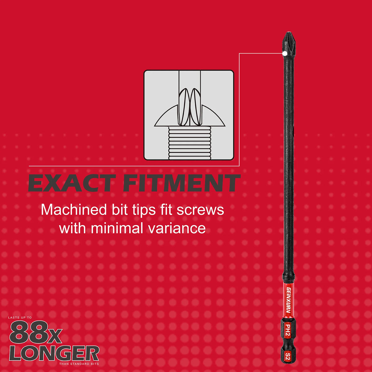 Geinxurn 6 in. Impact Tough #2 Phillips Screwdriver Bits Set, S2 Alloy Steel Impact Tough Screwdriver Power Bit Set