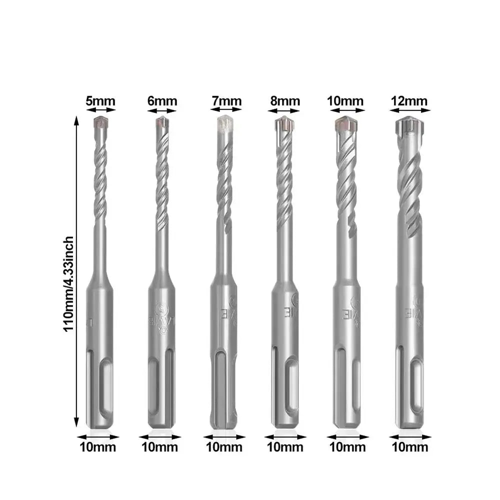 1Pcs 5/6/7/8/10/12mm Concrete SDS Plus Drill Bit 110mm 160mm Cross Tips Electric Hammer Drill Bit 4 Cutters Round Shank