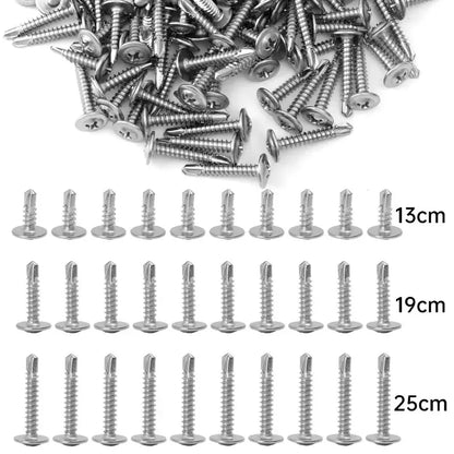 100PCS High-Strength #8 M4.2 Self-Tapping Sheet Metal Screws - 410 Stainless Steel Truss Head, Quick Tapping for Lath to Metal