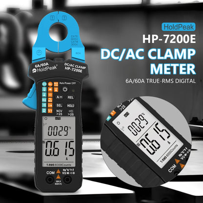 Digital AC/DC Clamp Meter 60A Auto Select Multimeter 6000 Counts True RMS NCV Live Wire Tester with Temperature for Electrical