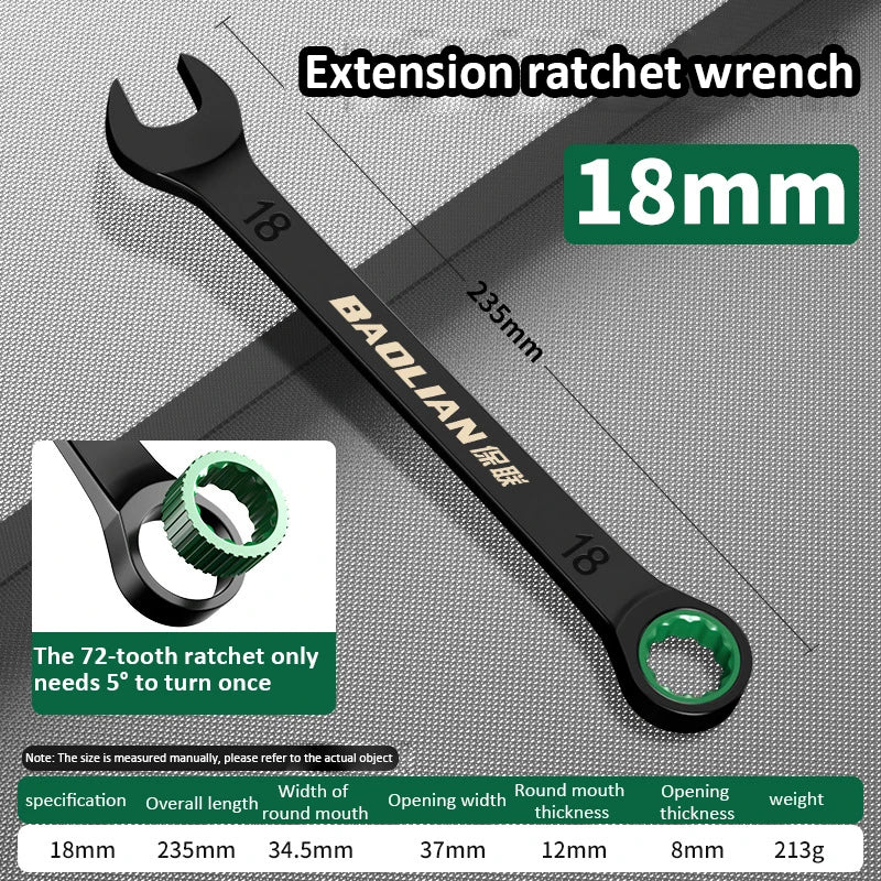Dual-Purpose Wrench Fast Plum Blossom Ratchet Wrench Industrial Grade 72 Tooth Labor-Saving, Fast and Durable Dual-use Wrench