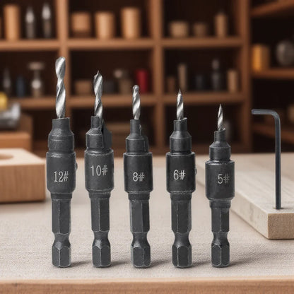 5Pcs Conical Drill Bit Countersink Woodworking Drilling Pilot Holes HSS Universal Counterbore Cutter Screw Hole Drill