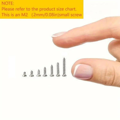 Set of 800 Self-Tapping Wood Screws, M2 Phillips Flat Head Screws for Sheet Metal, Assortment Kit of Self-Screws with Lock Nuts