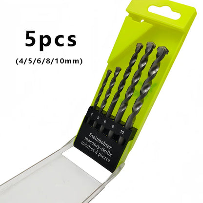 5Pcs Masonry Drill Bit Set, 4‑10mm Carbide Tip Concrete Drill Bits for Brick, Stone, Tile, Wall, Masonry Drilling Tool