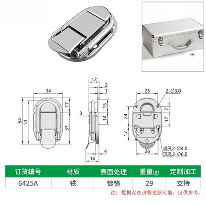 Box snap, nickel-plated iron lock snap, bag fastener, hook, wooden box and toolbox lock, fixed lock, hardware accessory