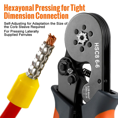 Ferrule Crimping Tool or Tool Kit,HSC8 6-6A/6-4A Ratchet Mini Electrical Clamp,for Tubular Terminal,WOZOBUY Brand Hardware Tool