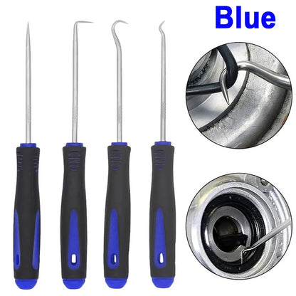 4PCS 165mm Blue Car Oil Seal Screwdriver Set Hose Removal Hook Set O-Ring Seal Gasket Puller Remover Pick Hooks Repair Tools