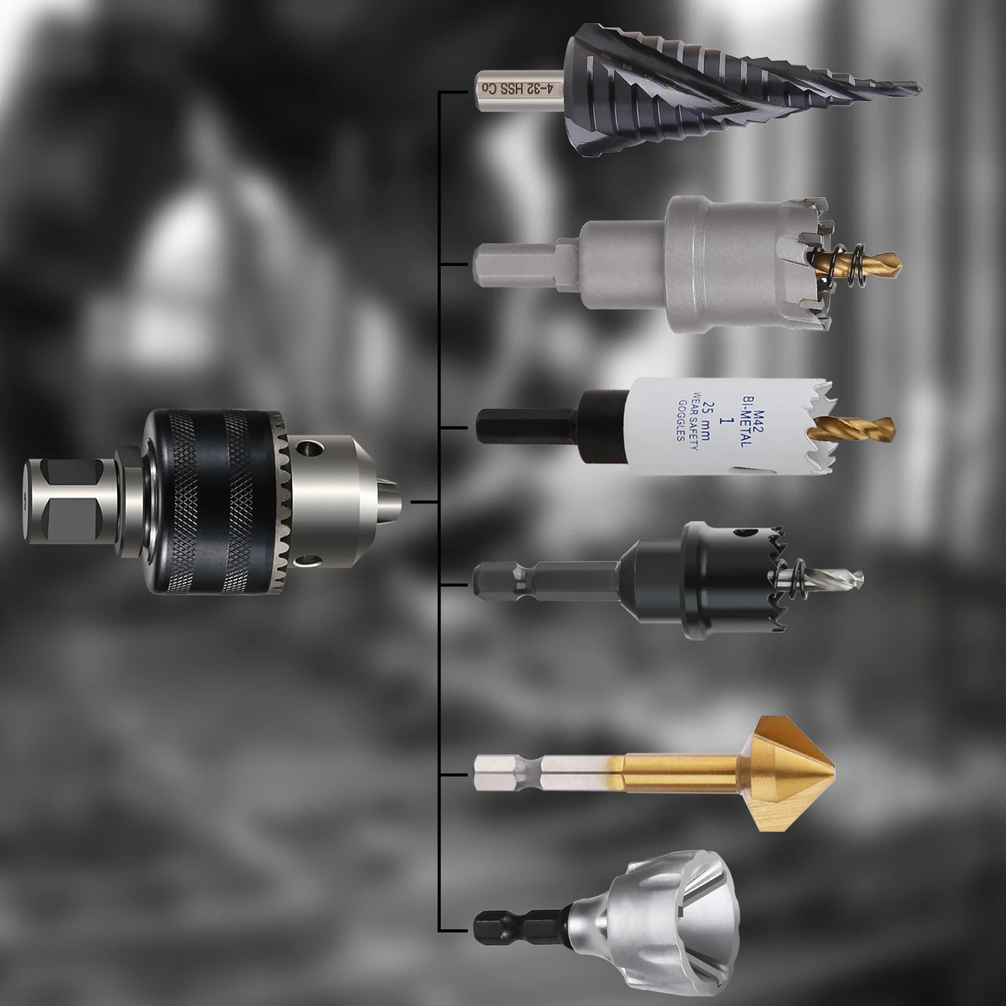 Magnetic Drill Chuck Adapter 1.5-13mm 19mm Weldon Shank 1/2''-20 UNF Thread Drill Bit Adapter with Chuck Key Hardware Tool