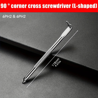 L Shaped Screwdriver Set - Right Angle Phillips and Flat Head, 90 Degree Screwdriver for Tight Spaces, Angle Screwdriver Tool