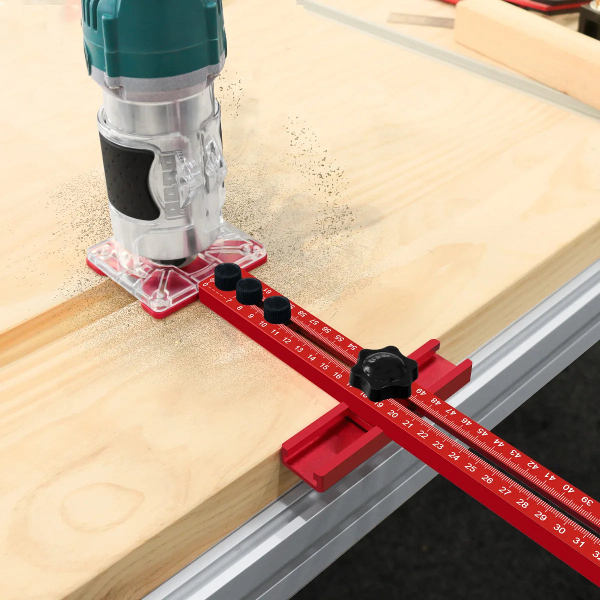 3-in-1 Aluminum Router Guide Jig, Adjustable Circle Cutting Tool for Woodworking, Multifunction Template for Cabinet Hardware