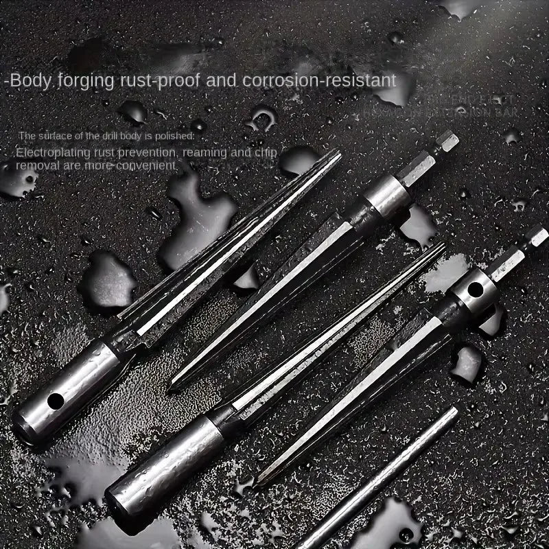 3-13/5-16 mm T Handle Taper Reamer Set,6 Fluted Chamfer Reaming Guitar Bridge Pin Hole Handle Tapered Reamers Woodworker Tool
