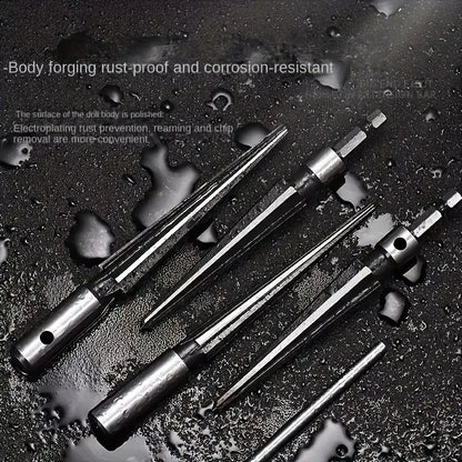 3-13/5-16 mm T Handle Taper Reamer Set,6 Fluted Chamfer Reaming Guitar Bridge Pin Hole Handle Tapered Reamers Woodworker Tool
