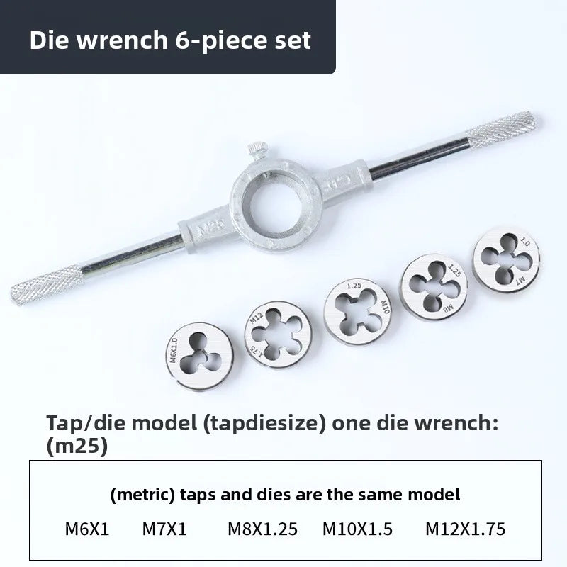 Manual Tap and Die Set with Drill Bits Reamers and Handle Tools for Thread Cutting DIY Hardware Kit Durable Steel