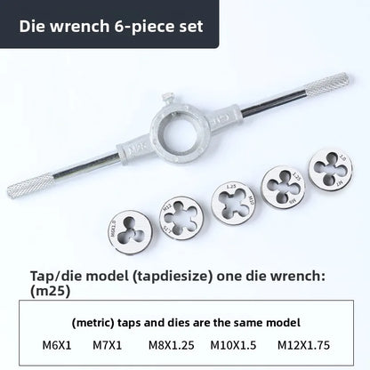 Manual Tap and Die Set with Drill Bits Reamers and Handle Tools for Thread Cutting DIY Hardware Kit Durable Steel
