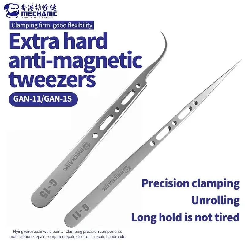 MECHANIC G-11/15 Anti-magnetic Tweezers Ultra Fine Tip Precision Tweezers for Jumping Wire Clamping IC SMD Mobile Phone Repair