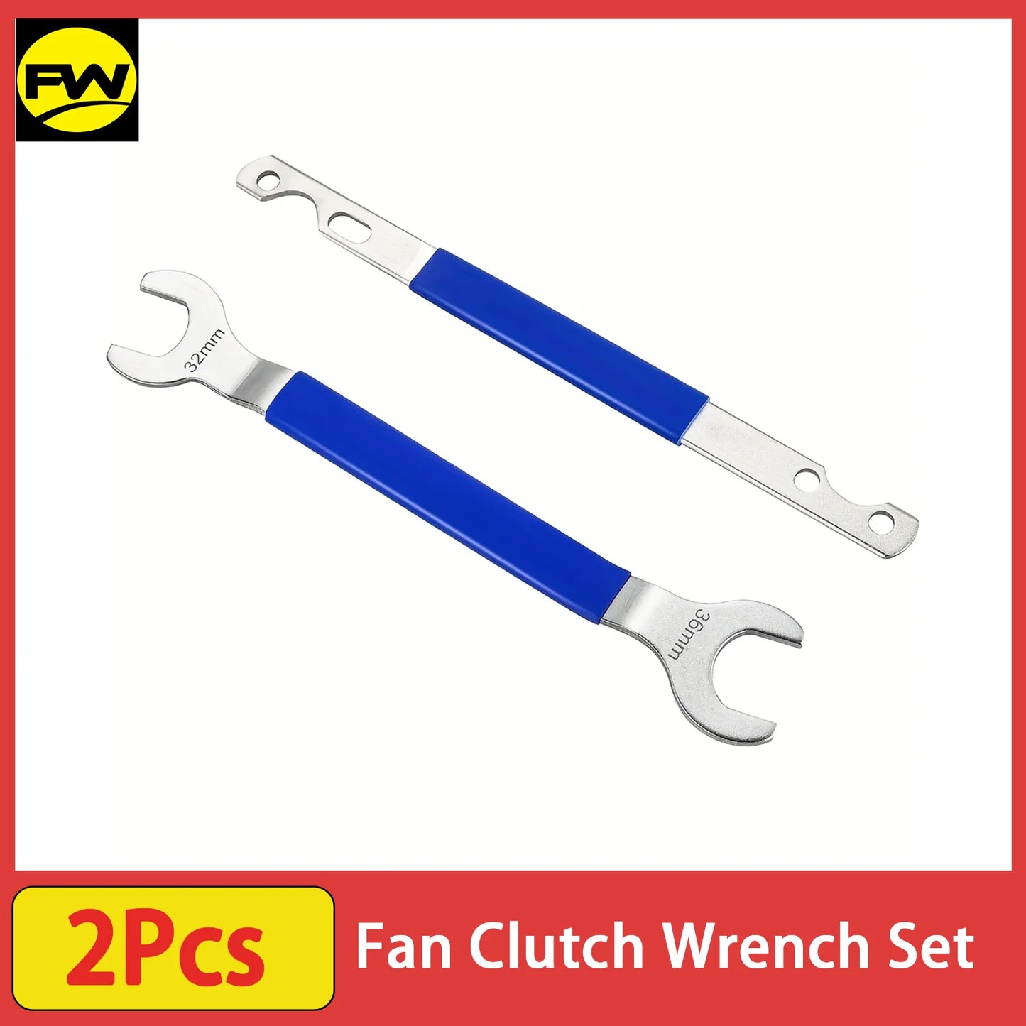 2Pcs Fan Clutch Removal Tool Kit, 32mm & 36mm Wrench Set with Water Pump Pulley Holder for BMW, Ford, GM, Dodge, Fan Clutch Tool