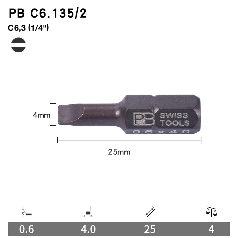 PB Swiss Tools 1/4 Inch Nano-Coated Precision Screwdriver Bit Set for Slotted Screws Cordless Electric Screwdriver Accessories