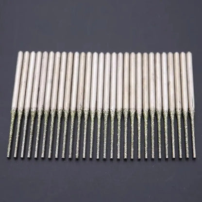 10Pcs 0.8-2.5mm Diamond Coated Drill Bits 2.35mm Shank Silver Polishing Head Grinding Burr Bits Glass Jade Amber Jewelry Diamond