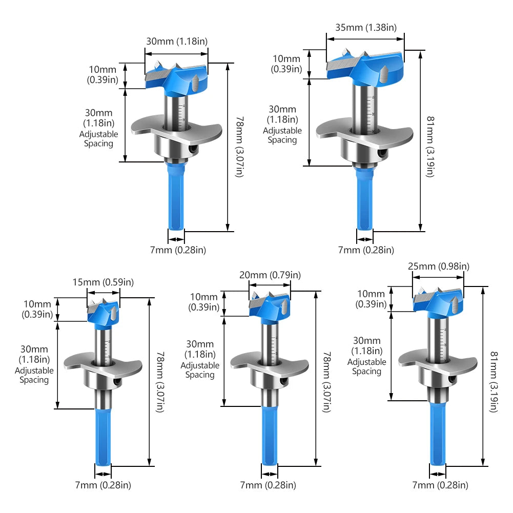 15mm-35mm Cobalt Steel Forstner Drill Bit Set