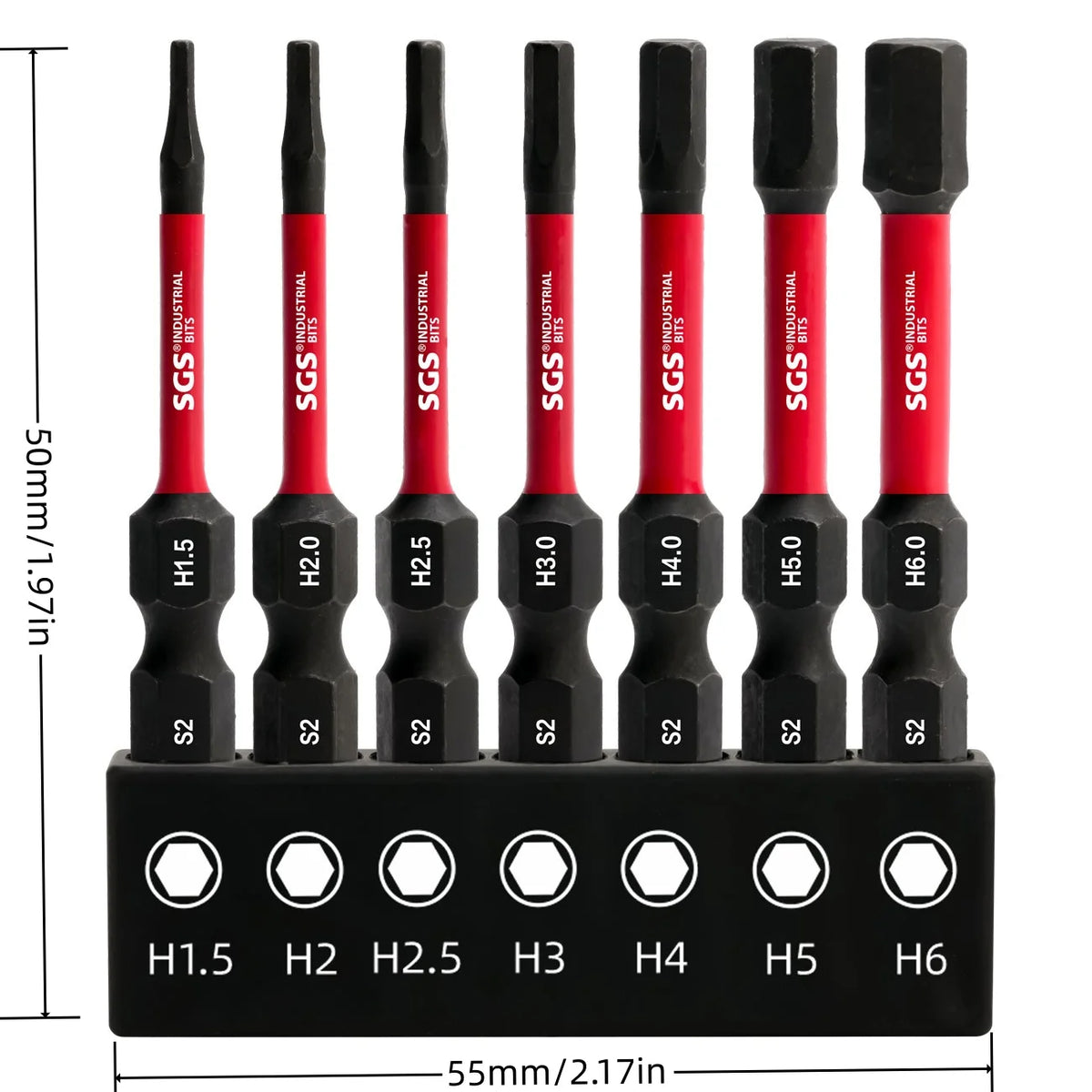 7Pcs Anti-Slip and Impact-Resistant Hex Screwdriver Bit Set, High-Quality S2 Alloy Steel, Corrosion-Resistant, H1.5-H6, High Torque Anti-Slip, with Black Base