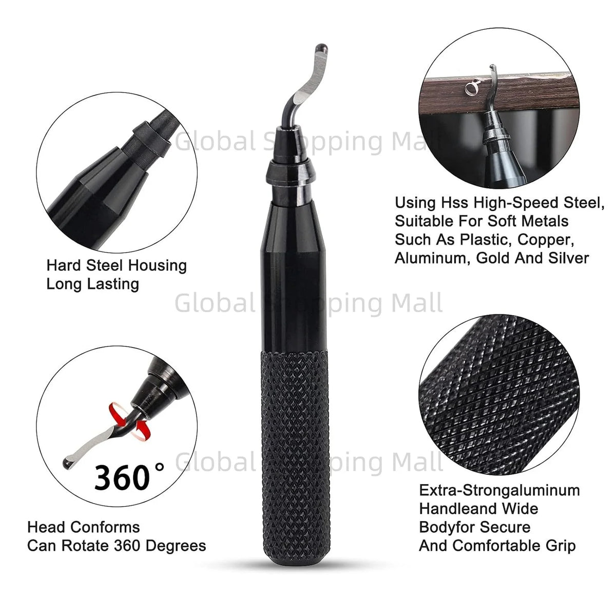 RB3000 Handle Burr Metal Deburring Tool With 10pcs BS1010 Trimming Blades Deburr Burr Scraper For Wood Plastic Reamer Tool