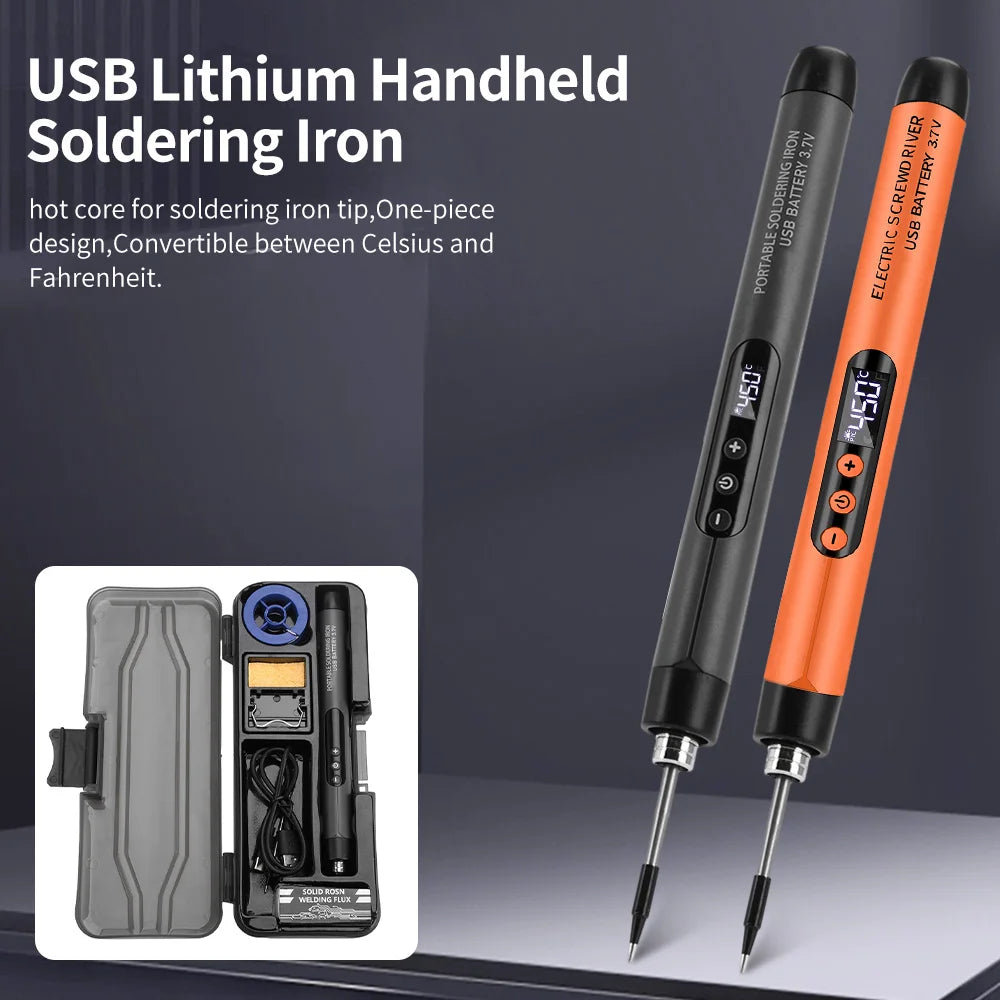 Soldering Iron Mini Small Soldering Iron Set Portable Household Type-C Interface 600mAh Battery Adjustable Temperature