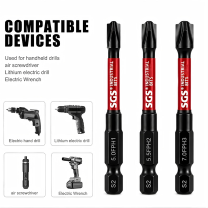 FPH Electrician Screwdriver Bit Set 65mm Magnetic S2 Steel Driver Bits for Meter Box Distribution Cabinet Circuit Breaker Electrical Equipment Repair