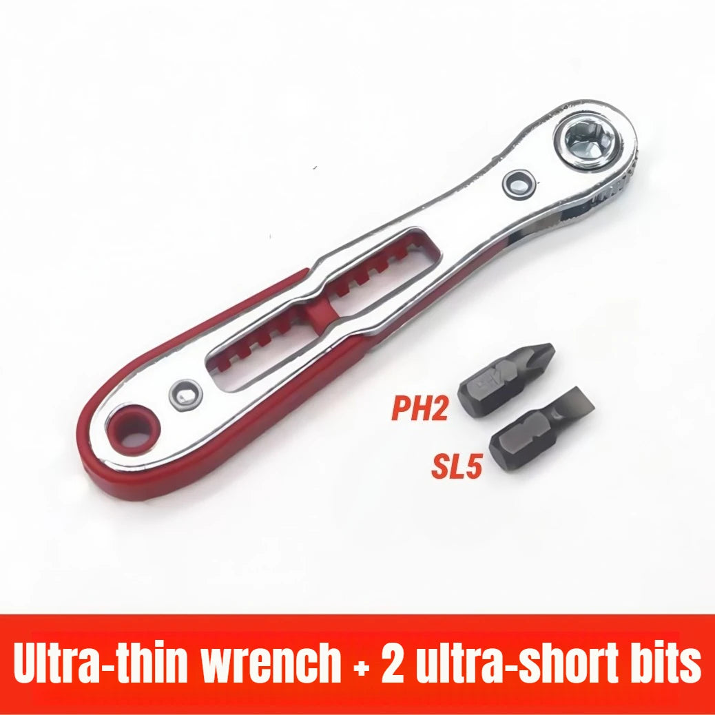 Right Angle Screwdriver Set Mini Ratcheting 90 Degree Offset Screwdriver Pocket Low Profile Ratchet Wrench Bit Socket Set