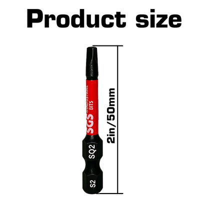 5/10 Pieces Pack 50mm Sq2 Square Head Impact Bits S2 Steel High Hardness Magnetic Anti-Slip Bits for Woodworking and Decoration
