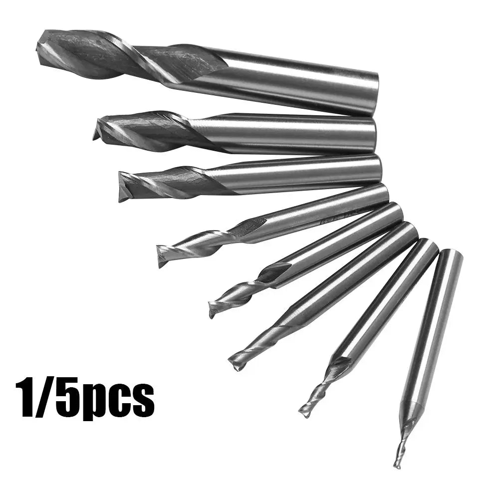 1/5pcs Steel 1-12mm Machine Tool Wood-Cutter Tools Woodworking Drill Bits CNC Straight Shank Milling Cutters Mill Cutter